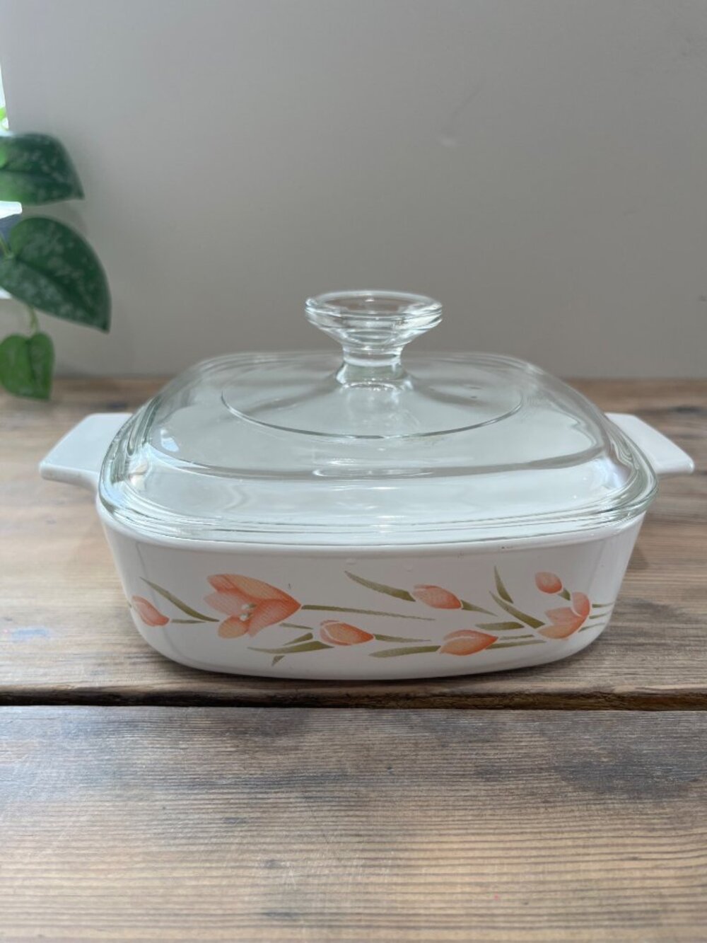 Corningware Peach Floral 1 Liter Casserole Dish With Lid Model A-1-B